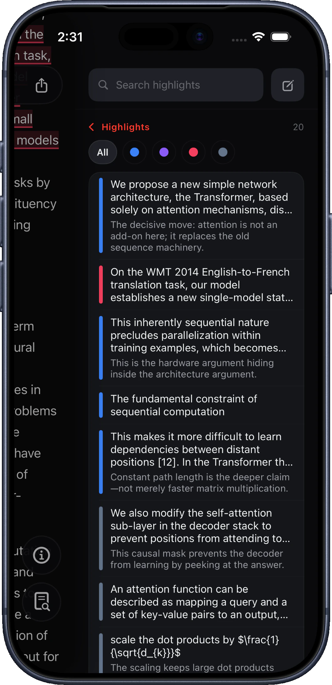 Highlights from a paper collected beside the FirstPass reader on iPhone